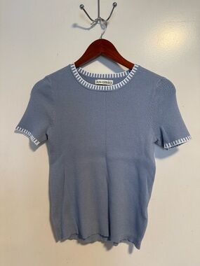Luvamia Light Blue Ribbed Short Sleeve Top